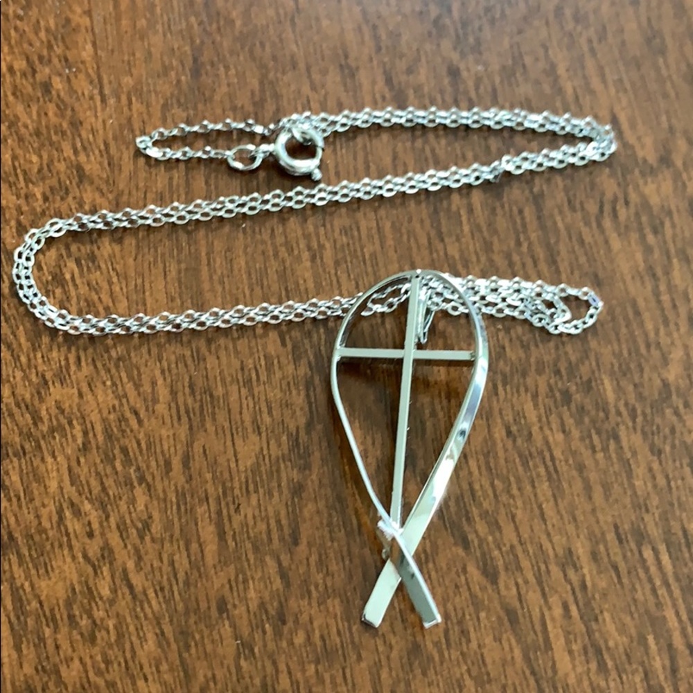 Vintage Cross Fish Pendant Confirmation Communion